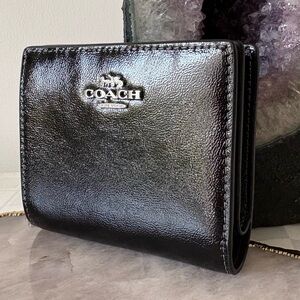 New Coach Snap Wallet in Black Patent Leather